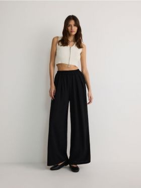 Pantaloni wide leg - negru