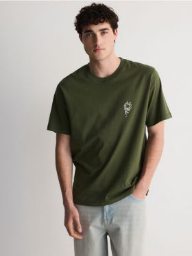 Tricou relaxed fit - verde-maroniu