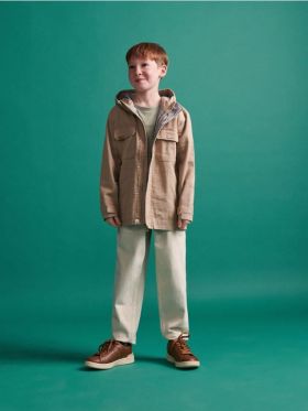Pantaloni balloon din denim clasic - crem