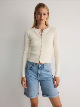 Cardigan cu adaos de bumbac - nude