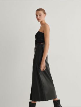 Fusta midi cu cusaturi - negru