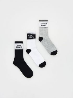 Set de 3 perechi de sosete cu continut ridicat de bumbac - gri deschis