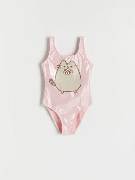 Costum de baie intreg Pusheen - roz-pastel