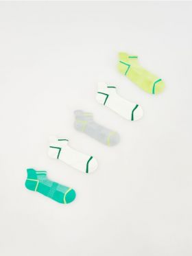 Set de 5 perechi de sosete cu continut ridicat de bumbac - verde-galbui