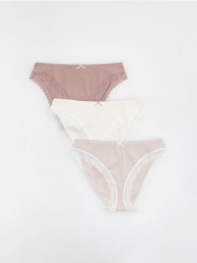 Set de 3 perechi de chiloti bikini - crem