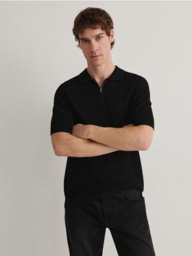 Tricou polo din jerseu - negru