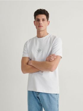 Tricou cu croiala regular si imprimeu - alb