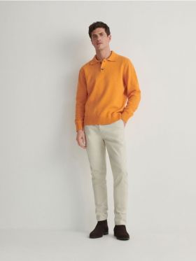 Pulover cu guler polo - oranj-mandarina