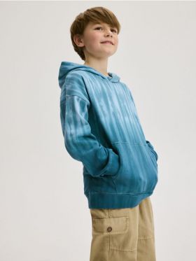 Hanorac oversized, din bumbac - turcoaz-inchis