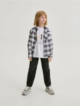 Camasa regular fit din flanela - gri-inchis
