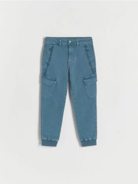 Pantaloni jogger cargo, elastici - albastru