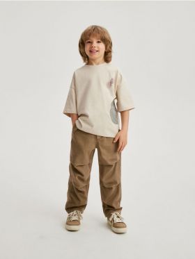 Pantaloni din stofa cu buzunare - bej