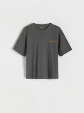 Tricou oversized din bumbac - gri-inchis