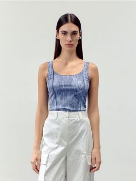 Top cu efect tie-dye - indigo