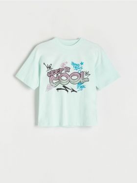 T-shirt oversize - albastru-pal