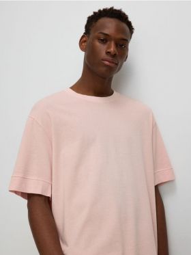 Tricou boxy - roz-pastel