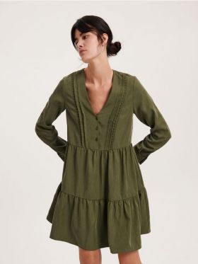 Rochie mini cu volane - verde