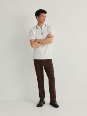 Tricou polo regular - crem