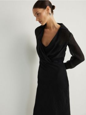 Rochie cu aspect sifonat - negru
