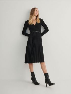 Rochie midi plisata - negru