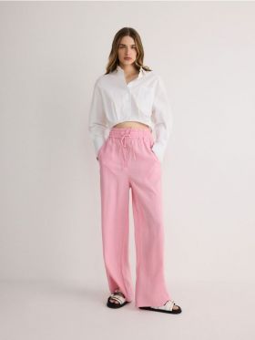 Pantaloni cu continut ridicat de modal - roz-pastel