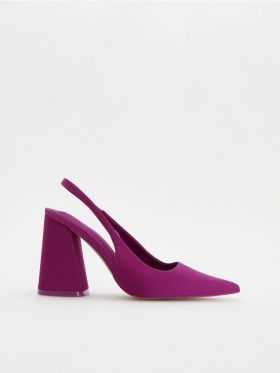 Pantofi cu calcai descoperit - roz-fuchsia