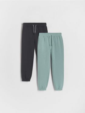 Set de 2 pantaloni jogger cu continut ridicat de bumbac - turcoaz