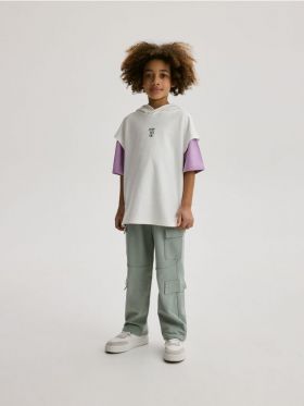 Pantaloni cargo din jerseu - verde-menta