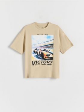 Tricou cu imprimeu - bej