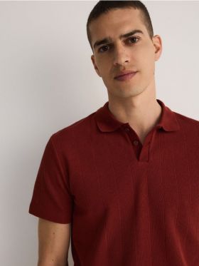 Tricou polo regular fit - rosu-aprins