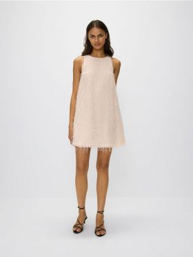 Rochie mini cu decolteu tip halter - roz-pastel