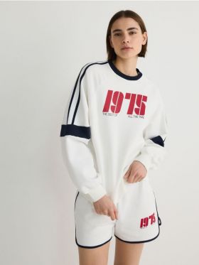 Bluza sport oversized cu imprimeu - crem