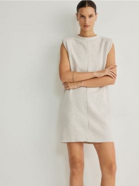 Rochie mini din jerseu - bej