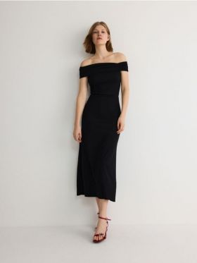 Rochie din jerseu gros de modal - negru