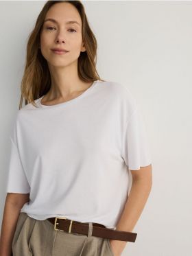 Tricou cu adaos de modal - alb