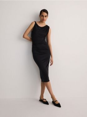 Rochie cu drapaj - negru-antracit