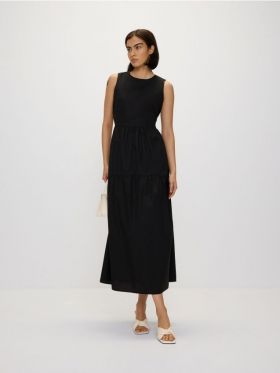 Rochie maxi din bumbac - negru