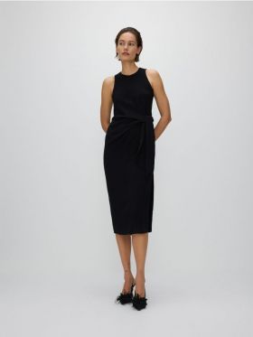 Rochie midi legata in talie - negru