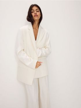 Blazer oversized cu continut ridicat de viscoza - crem