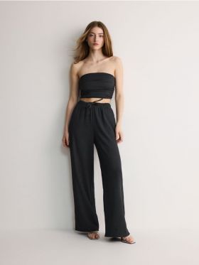 Pantaloni wide leg - gri-inchis