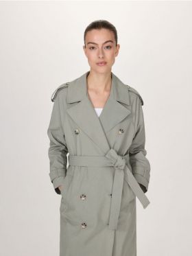 Trenci oversized, cu rand dublu de nasturi - verde-pal