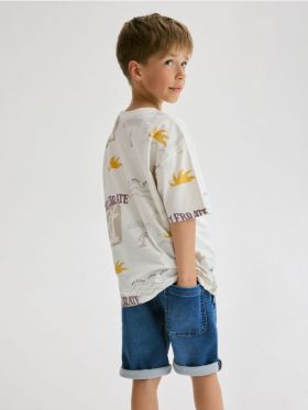 Pantaloni scurti jogger, din denim - albastru