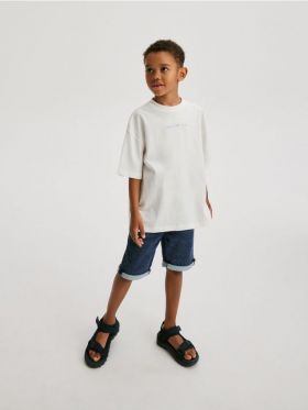 Pantaloni scurti jogger, din denim - bleumarin