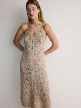 Rochie midi ajurata - bej