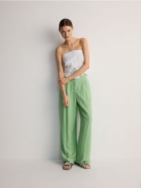 Pantaloni cu fibre Lyocell - verde-deschis