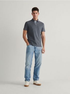 Tricou polo regular - Albastru metalizat