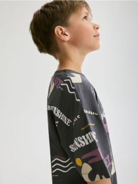 Tricou din bumbac cu imprimeu - gri-inchis
