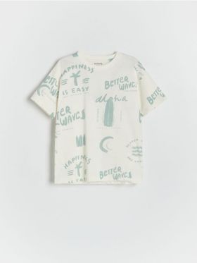 Tricou cu imprimeu - crem