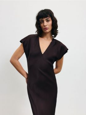 Rochie din viscoza - maro-inchis