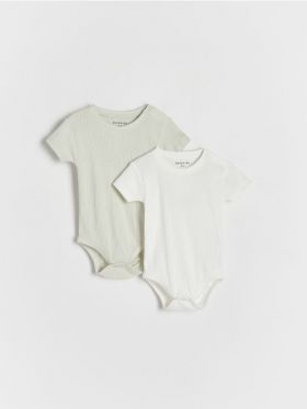 Set 2 body-uri din bumbac - verde-pal